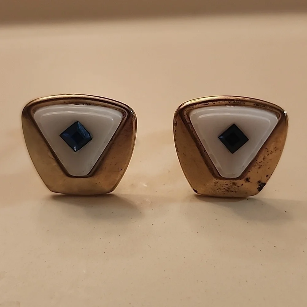 Cuff Links Men's Vintage Blue and White